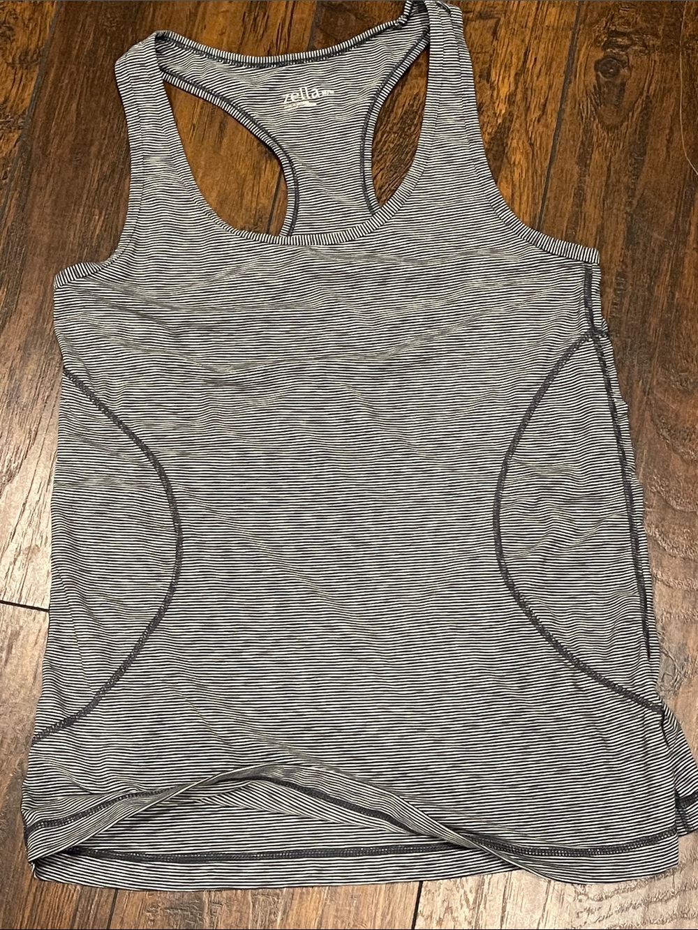 Zella Black & White Striped Racerback Tank